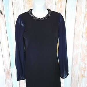 NWT Donna Rico Beaded Dress Navy Blue Size 4